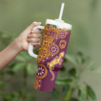 Brisbane Broncos NAIDOC Week 2026 Tumbler With Handle Aboriginal Lizard Dot Painting - 50 Years of Deadly