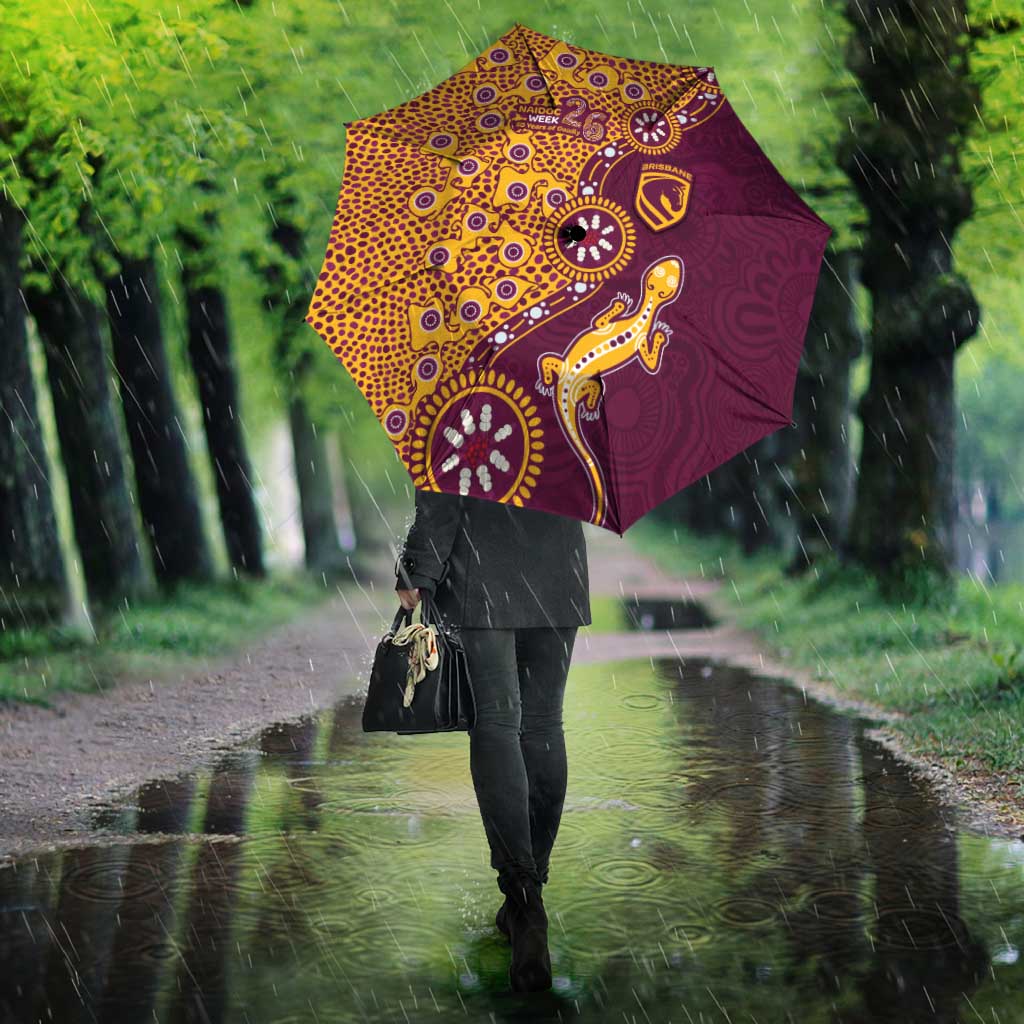 Brisbane Broncos NAIDOC Week 2026 Umbrella Aboriginal Lizard Dot Painting - 50 Years of Deadly