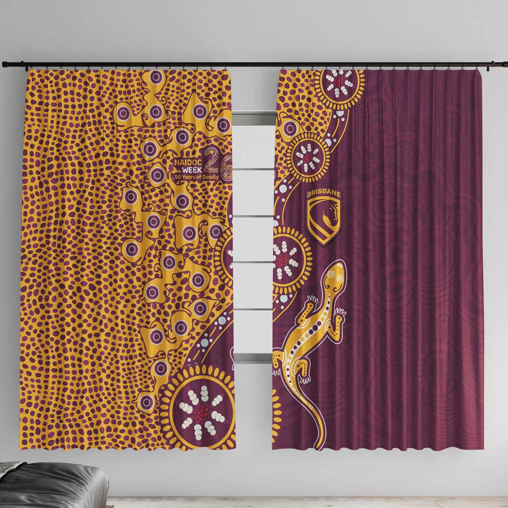 Brisbane Broncos NAIDOC Week 2026 Window Curtain Aboriginal Lizard Dot Painting - 50 Years of Deadly