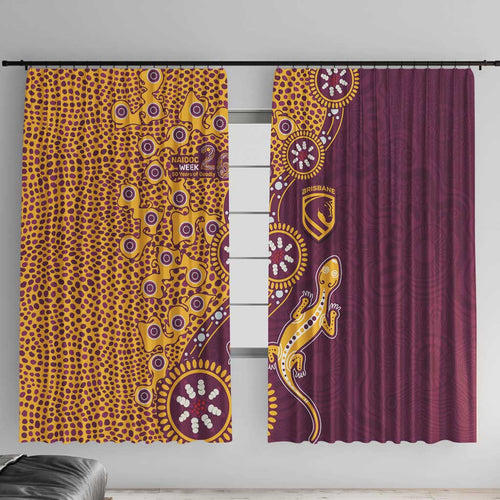 Brisbane Broncos NAIDOC Week 2026 Window Curtain Aboriginal Lizard Dot Painting - 50 Years of Deadly