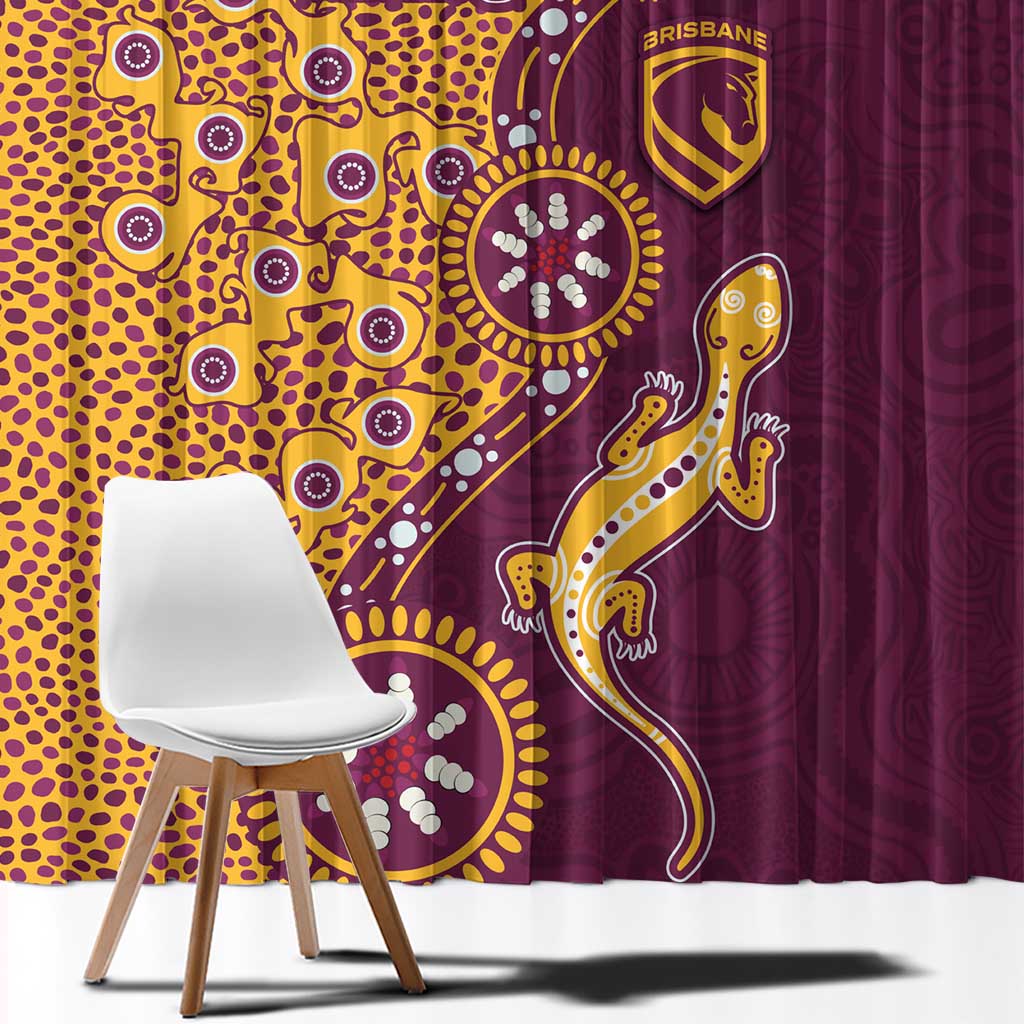Brisbane Broncos NAIDOC Week 2026 Window Curtain Aboriginal Lizard Dot Painting - 50 Years of Deadly