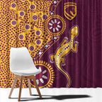 Brisbane Broncos NAIDOC Week 2026 Window Curtain Aboriginal Lizard Dot Painting - 50 Years of Deadly