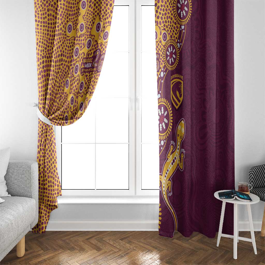 Brisbane Broncos NAIDOC Week 2026 Window Curtain Aboriginal Lizard Dot Painting - 50 Years of Deadly