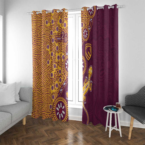 Brisbane Broncos NAIDOC Week 2026 Window Curtain Aboriginal Lizard Dot Painting - 50 Years of Deadly