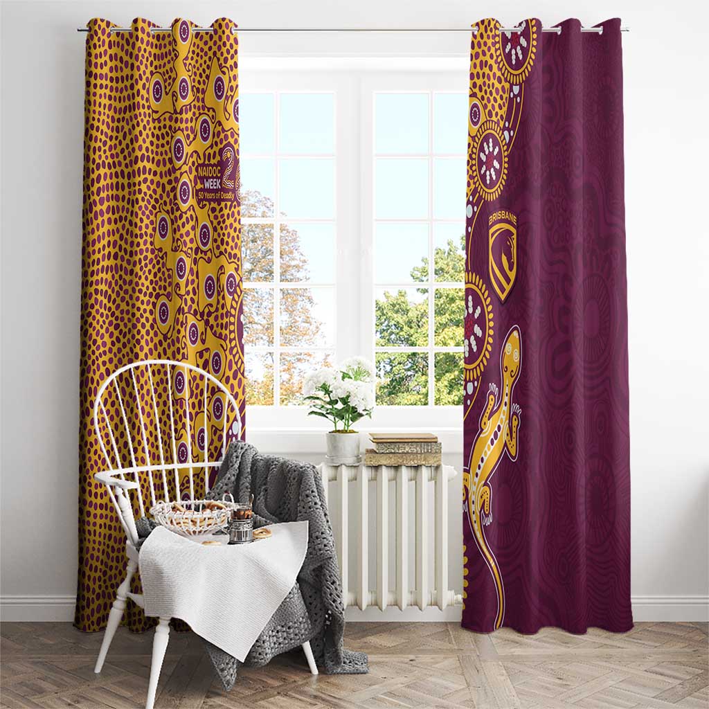Brisbane Broncos NAIDOC Week 2026 Window Curtain Aboriginal Lizard Dot Painting - 50 Years of Deadly