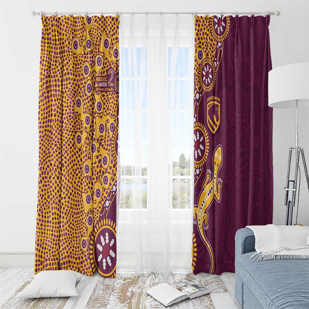 Brisbane Broncos NAIDOC Week 2026 Window Curtain Aboriginal Lizard Dot Painting - 50 Years of Deadly