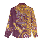 Brisbane Broncos NAIDOC Week 2026 Women Casual Shirt Aboriginal Lizard Dot Painting - 50 Years of Deadly