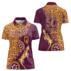 Brisbane Broncos NAIDOC Week 2026 Women Polo Shirt Aboriginal Lizard Dot Painting - 50 Years of Deadly