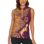 Brisbane Broncos NAIDOC Week 2026 Women Sleeveless Polo Shirt Aboriginal Lizard Dot Painting - 50 Years of Deadly