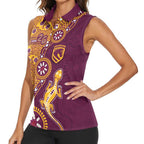 Brisbane Broncos NAIDOC Week 2026 Women Sleeveless Polo Shirt Aboriginal Lizard Dot Painting - 50 Years of Deadly