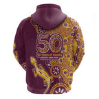 Brisbane Broncos NAIDOC Week 2026 Zip Hoodie Aboriginal Lizard Dot Painting - 50 Years of Deadly