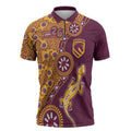 Brisbane Broncos NAIDOC Week 2026 Zipper Polo Shirt Aboriginal Lizard Dot Painting - 50 Years of Deadly