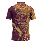Brisbane Broncos NAIDOC Week 2026 Zipper Polo Shirt Aboriginal Lizard Dot Painting - 50 Years of Deadly