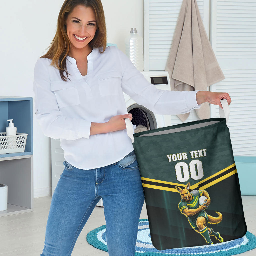 Personalised Kangaroos Rugby Laundry Basket Australia Rugby Mascot Green Gold Sport