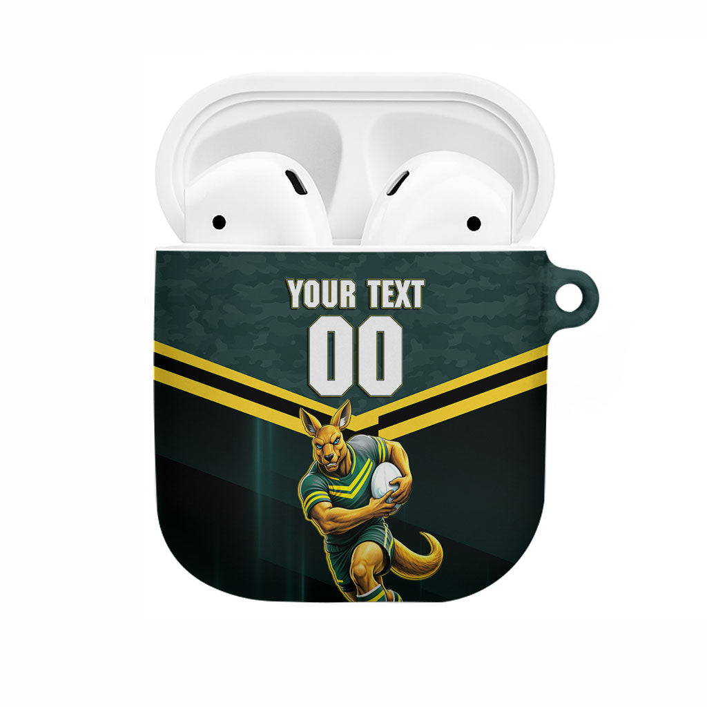 Personalised Kangaroos Rugby AirPods Case Australia Rugby Mascot Green Gold Sport