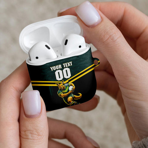 Personalised Kangaroos Rugby AirPods Case Australia Rugby Mascot Green Gold Sport