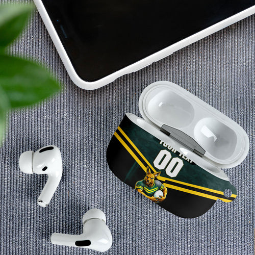 Personalised Kangaroos Rugby AirPods Case Australia Rugby Mascot Green Gold Sport