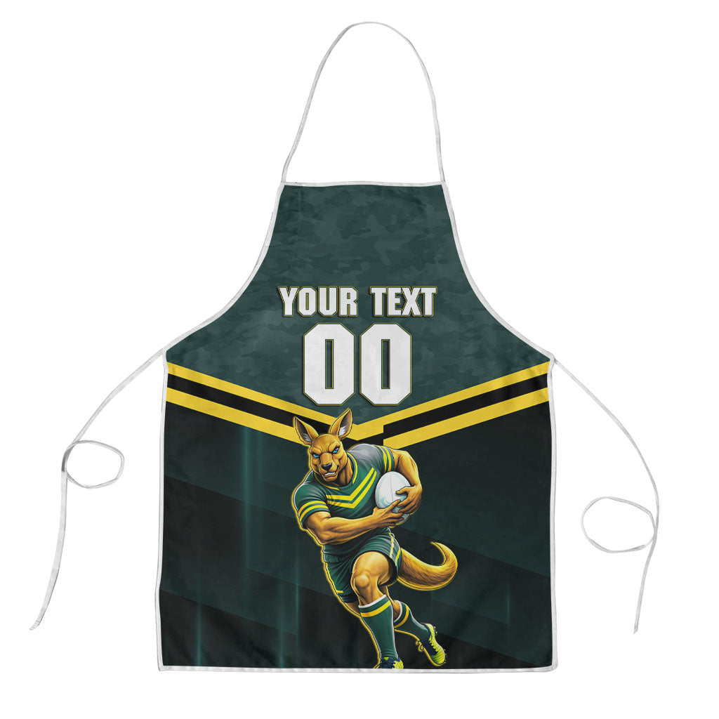 Personalised Kangaroos Rugby Apron Australia Rugby Mascot Green Gold Sport