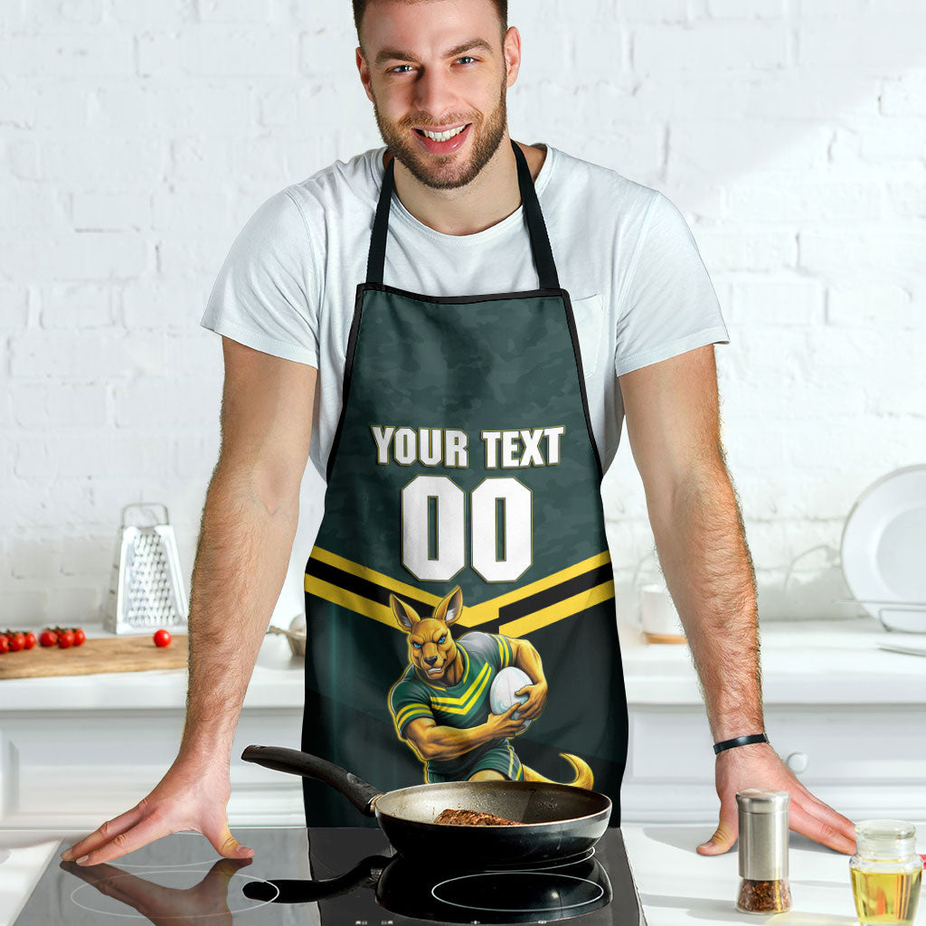 Personalised Kangaroos Rugby Apron Australia Rugby Mascot Green Gold Sport
