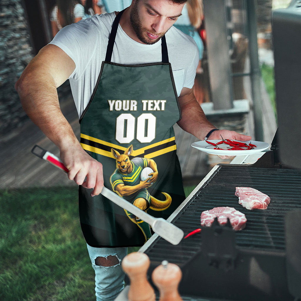 Personalised Kangaroos Rugby Apron Australia Rugby Mascot Green Gold Sport
