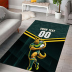 Personalised Kangaroos Rugby Area Rug Australia Rugby Mascot Green Gold Sport