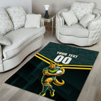 Personalised Kangaroos Rugby Area Rug Australia Rugby Mascot Green Gold Sport