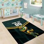 Personalised Kangaroos Rugby Area Rug Australia Rugby Mascot Green Gold Sport
