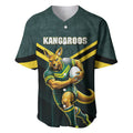 Personalised Kangaroos Rugby Baseball Jersey Australia Rugby Mascot Green Gold Sport