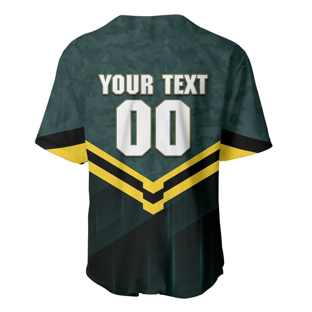 Personalised Kangaroos Rugby Baseball Jersey Australia Rugby Mascot Green Gold Sport
