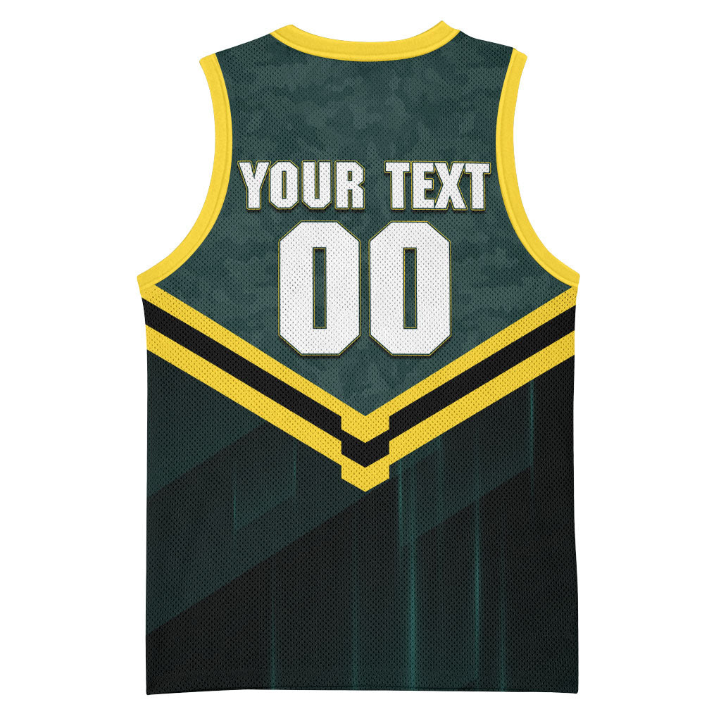 Personalised Kangaroos Rugby Basketball Jersey Australia Rugby Mascot Green Gold Sport
