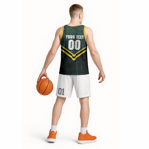 Personalised Kangaroos Rugby Basketball Jersey Australia Rugby Mascot Green Gold Sport