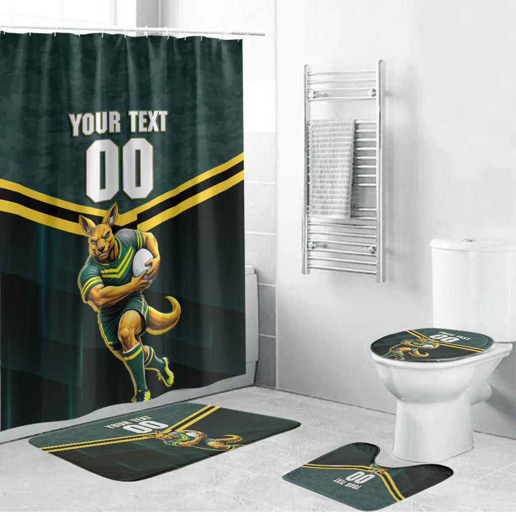 Personalised Kangaroos Rugby Bathroom Set Australia Rugby Mascot Green Gold Sport