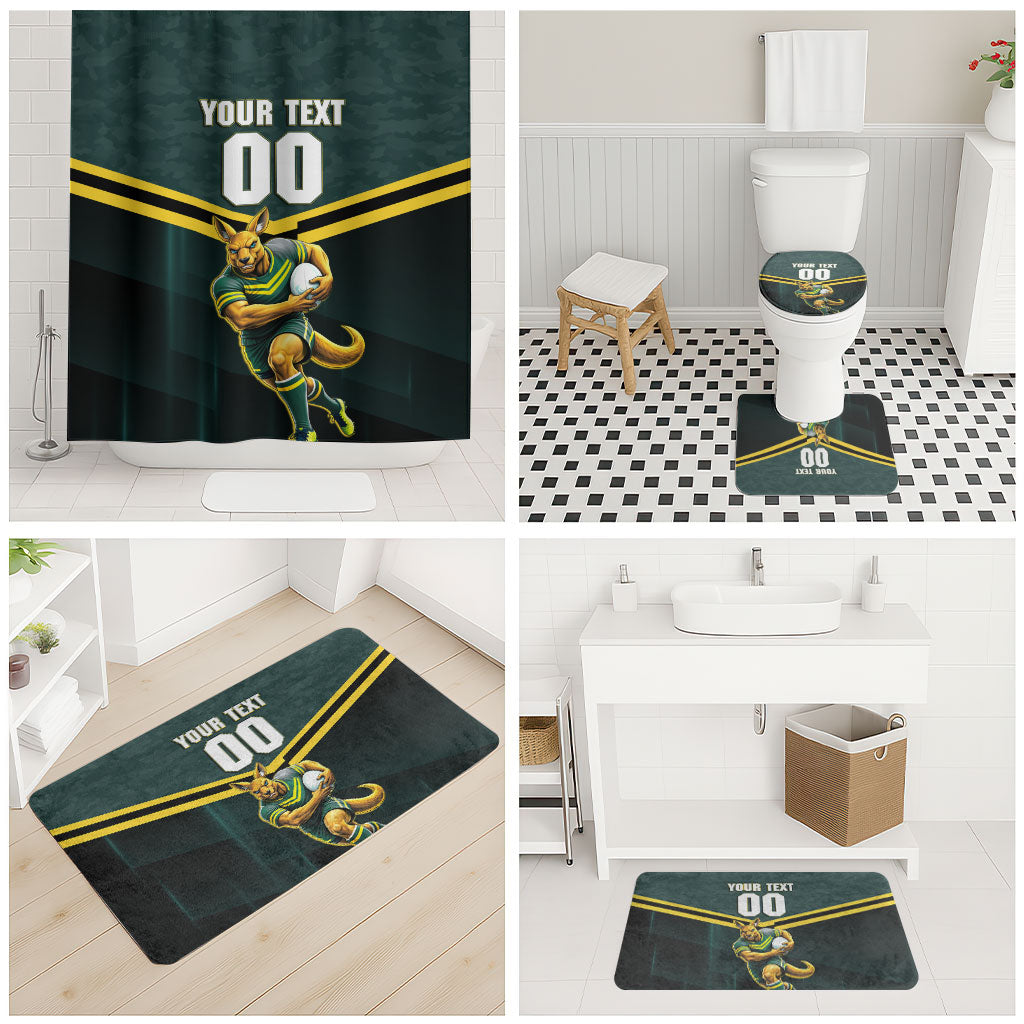 Personalised Kangaroos Rugby Bathroom Set Australia Rugby Mascot Green Gold Sport
