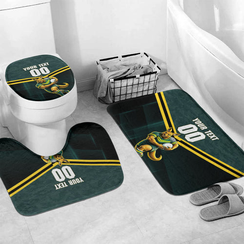 Personalised Kangaroos Rugby Bathroom Set Australia Rugby Mascot Green Gold Sport