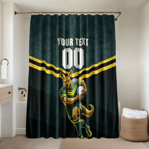 Personalised Kangaroos Rugby Bathroom Set Australia Rugby Mascot Green Gold Sport