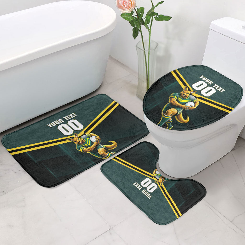 Personalised Kangaroos Rugby Bathroom Set Australia Rugby Mascot Green Gold Sport