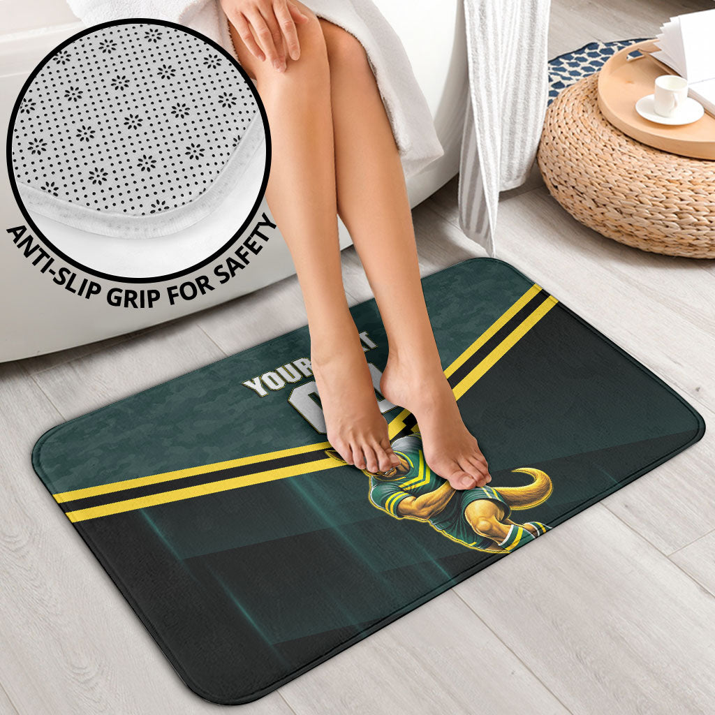 Personalised Kangaroos Rugby Bathroom Set Australia Rugby Mascot Green Gold Sport