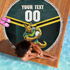 Personalised Kangaroos Rugby Beach Blanket Australia Rugby Mascot Green Gold Sport
