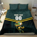 Personalised Kangaroos Rugby Bedding Set Australia Rugby Mascot Green Gold Sport