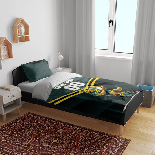 Personalised Kangaroos Rugby Bedding Set Australia Rugby Mascot Green Gold Sport