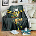 Personalised Kangaroos Rugby Blanket Australia Rugby Mascot Green Gold Sport