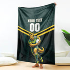 Personalised Kangaroos Rugby Blanket Australia Rugby Mascot Green Gold Sport