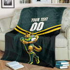 Personalised Kangaroos Rugby Blanket Australia Rugby Mascot Green Gold Sport