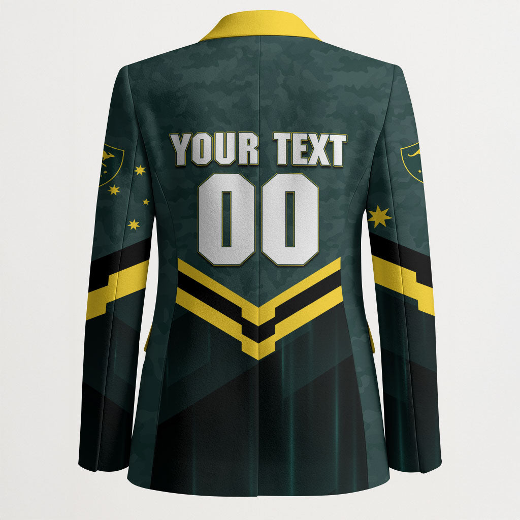 Personalised Kangaroos Rugby Blazer Australia Rugby Mascot Green Gold Sport