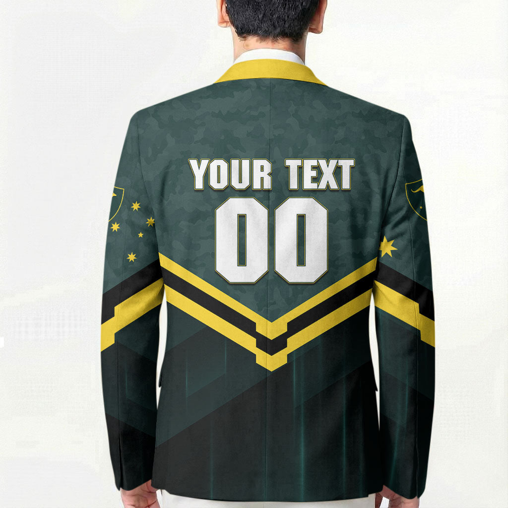 Personalised Kangaroos Rugby Blazer Australia Rugby Mascot Green Gold Sport