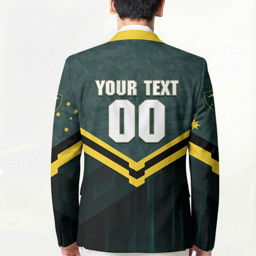 Personalised Kangaroos Rugby Blazer Australia Rugby Mascot Green Gold Sport