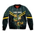 Personalised Kangaroos Rugby Bomber Jacket Australia Rugby Mascot Green Gold Sport