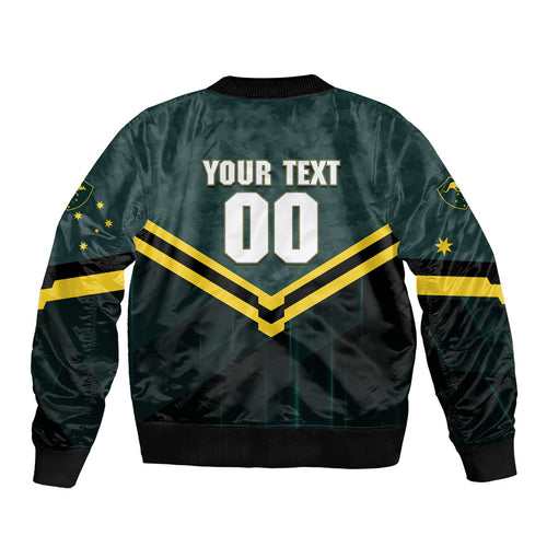 Personalised Kangaroos Rugby Bomber Jacket Australia Rugby Mascot Green Gold Sport