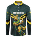 Personalised Kangaroos Rugby Button Sweatshirt Australia Rugby Mascot Green Gold Sport