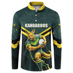 Personalised Kangaroos Rugby Button Sweatshirt Australia Rugby Mascot Green Gold Sport